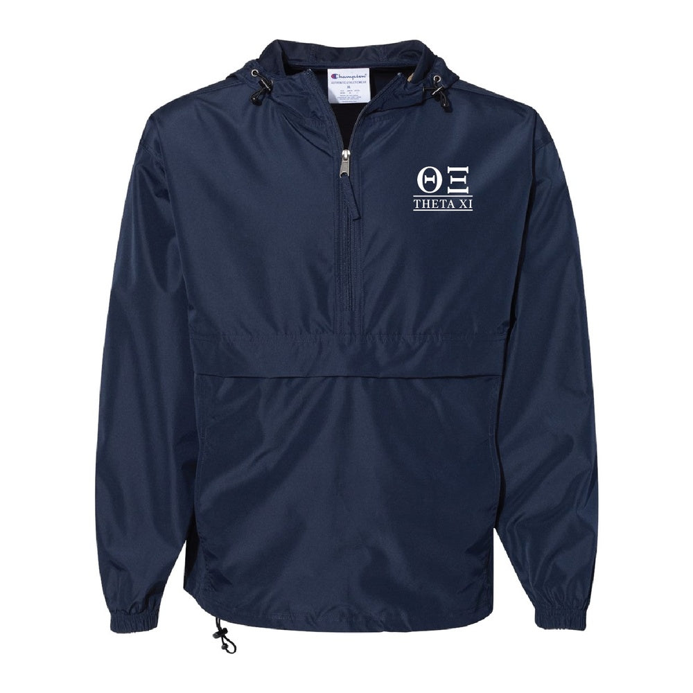 Theta Xi Champion Letters Packable Quarter-Zip Jacket in Navy